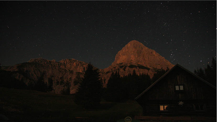 The view north-eastwards at midnight towards the s